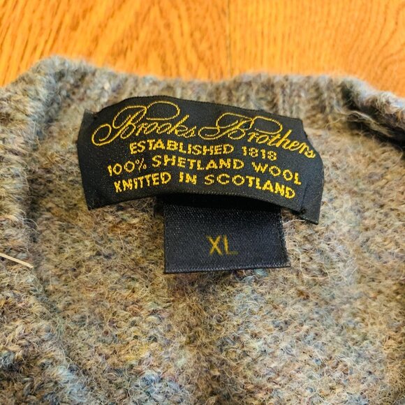 Vintage BROOKS BROTHERS SHETLAND WOOL SWEATER 46 XL Knitted in SCOTLAND Crewneck - Picture 12 of 15